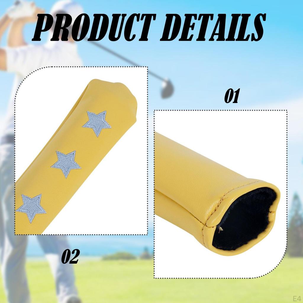 PU Leather Golf Alignment Rod Cover 13.4x2inch Accessories Star Pattern with Velvet Interior