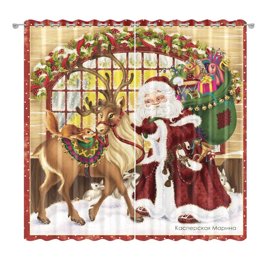 Christmas Curtains Bedroom Living Room Balcony Blackout Curtains Office Hotel Insulation Curtains