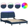 VidaXL Bed Frames with LED Lights, Double Bed with Headboard Cushion, Adult Bed, Bedroom Furniture, Modern, Blue 3213710