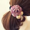 Women Satin Ribbon Rose Hairband Elastic Hair Ties Band Rope Ponytail Holder