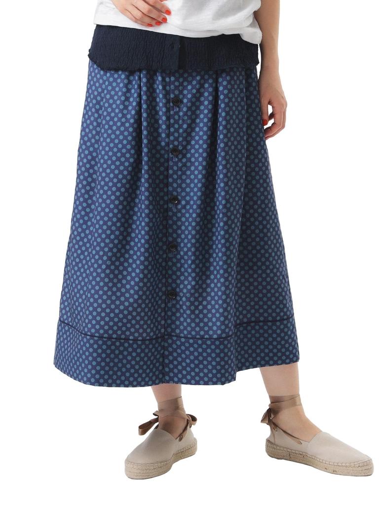 Beams Boy Women's Dotted Front Open Skirt, Navy, One Size, 13270128803