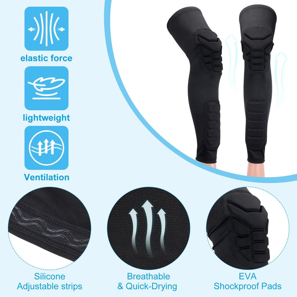 PATIKIL L Knee and Calf Knee Brace Compression Leg Protective Calf and Shin Guards for Youth and and Black Pads, 2-Pack Pads, Sleeves, Adults,