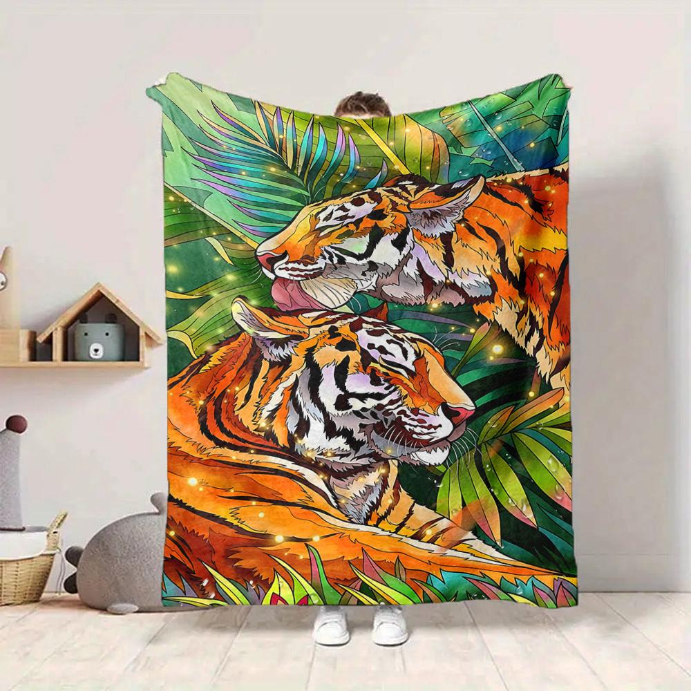1PC Tiger Print Blanket, Throw For Sofa, Bed, Travel, Printing Blanket With Soft And Warm Fabric yy250918133