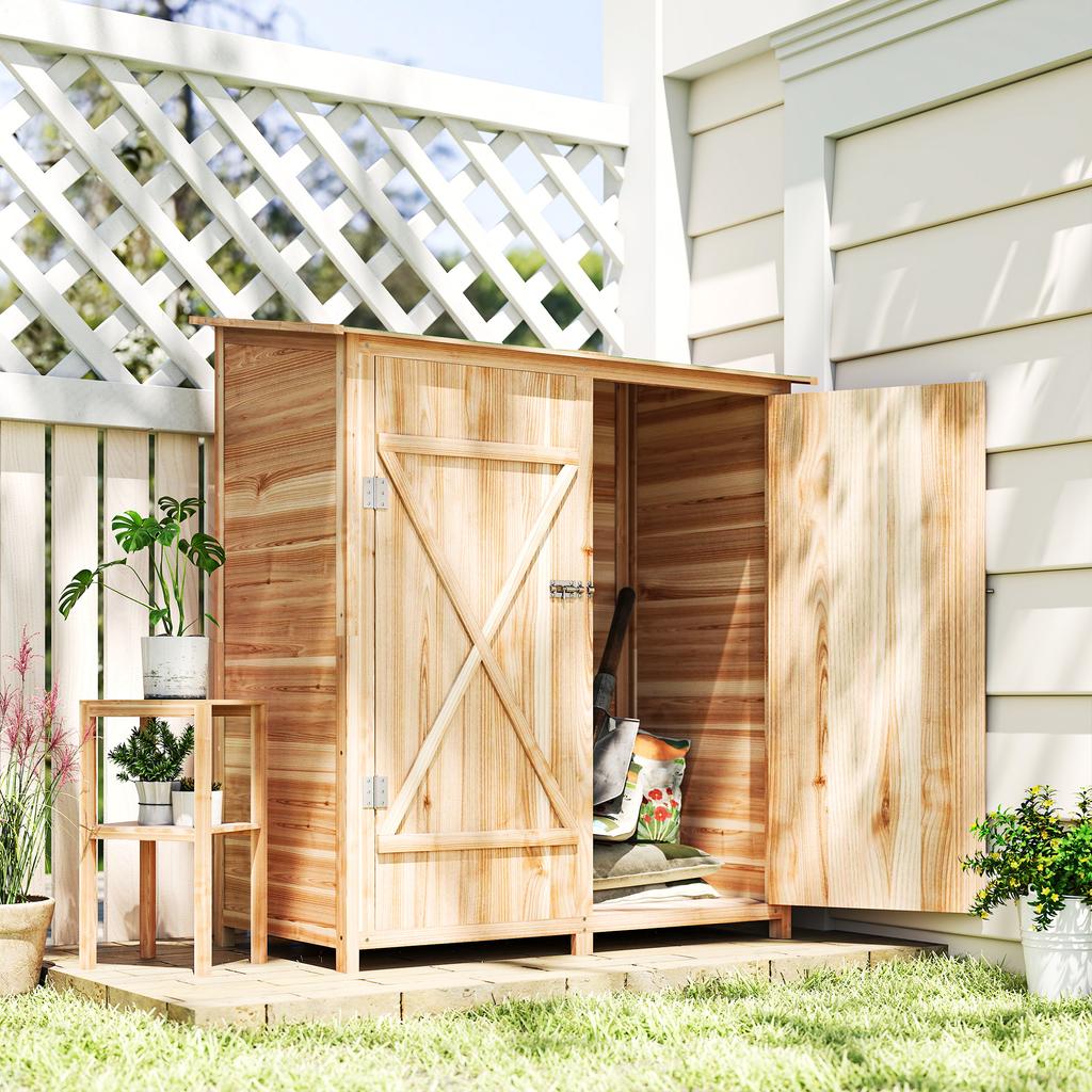 140 X 75 Fir Wood Garden Shed, with Asphalt Roof - Natural