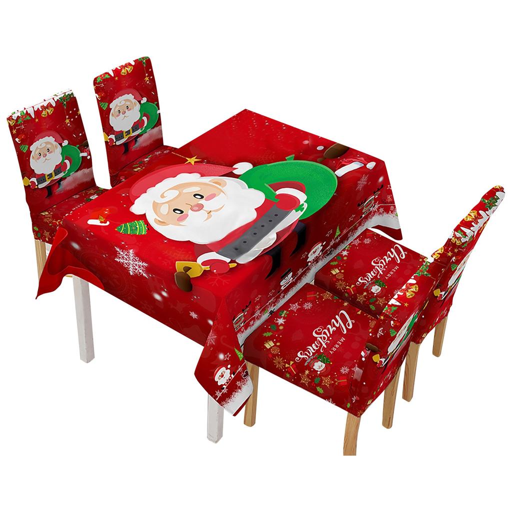 Christmas Tablecloth Print Rectangle Table Cover Set Holiday Party Home Decor