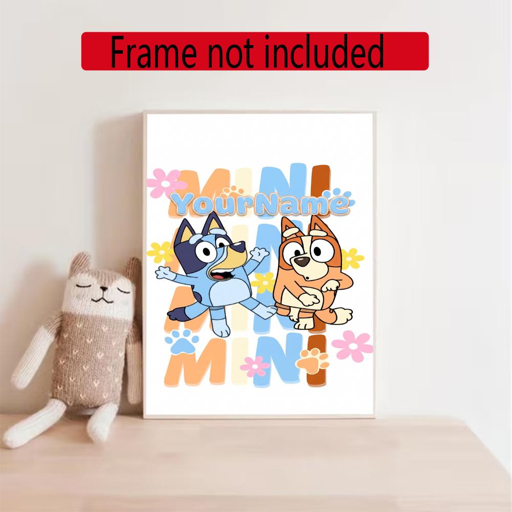 Bluey Customize Your Name Diamond Painting Round Diamond Diy Frameless Holiday Artwork Suitable For Home Office Wall Decoration