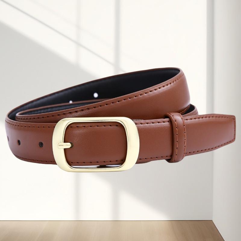 Style Chic Korean Womens Leather Belt With Eyecatching Golden Design Buckle