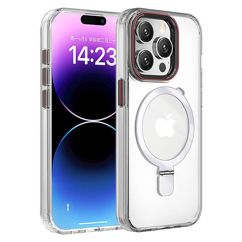 Luxury High Quality Transparent Acrylic Magnetic Stand Phone Case for iPhone 15 Pro Max 14 Plus 13 12 Pro 11 All-inclusive Drop Protection Cover