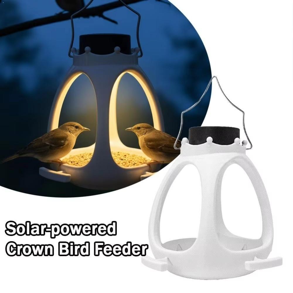 Creative Crown Bird Feeder LED Light Hanging Wild Bird Feeder Bird Food Container  Various Birds