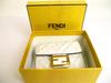 Authentic FENDI White Leather Baguette Micro Trifold Wallet Compact Wallet #9932  Open box