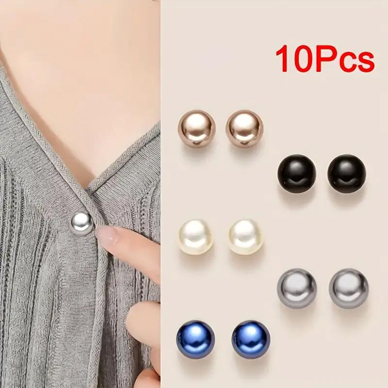 10pcs Pearl Button Pins ,DIY Decorative Safety Button Covers For Shoes, Hats, Bags, Shawls,Collar Needle Buckle Fixed Pin Brooch