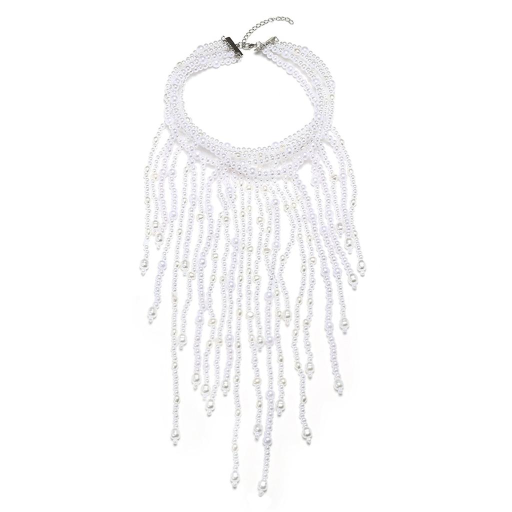 Elegant Waterfall Faux Pearl Necklace Adjustable Clavicle Chain Fashion Jewelry For Evening Parties And Daily Wear