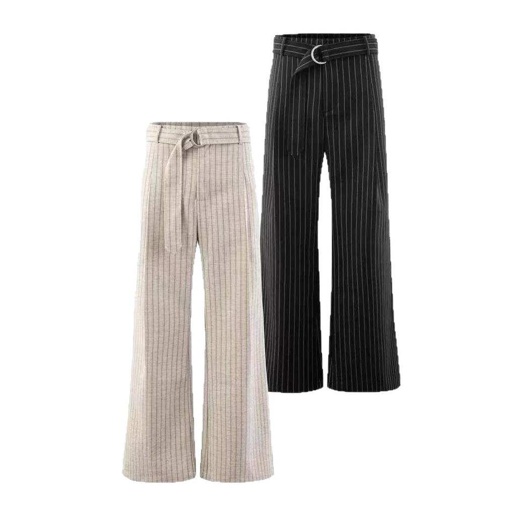 Vintage Striped Niche Design Loose Wide-leg Pants Loose and Drape Old Money Wind Straight and Thin Casual Suit Pants