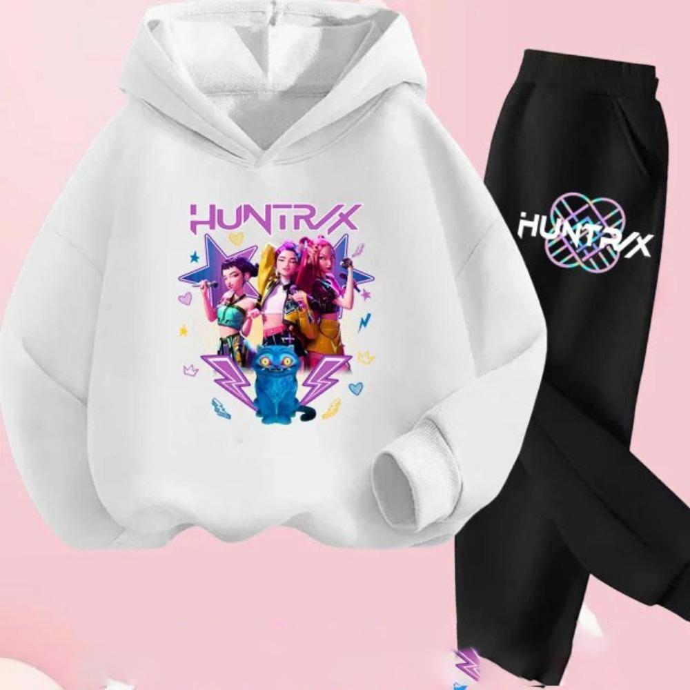 

Детский костюм с капюшоном KPop Охотники на демонов с принтом Детская одежда Y2K Толстовки+Брюки Спортивные комплекты KPop Охотники на демонов 130