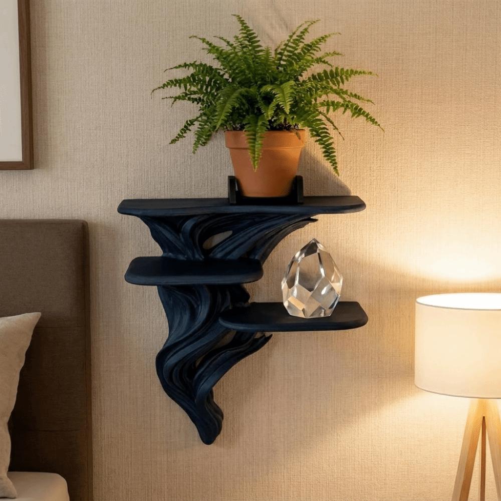 Stable Three Tier Wall Rack 3D Printed Plants Display Stand Decorative Wall Bracket Bedroom