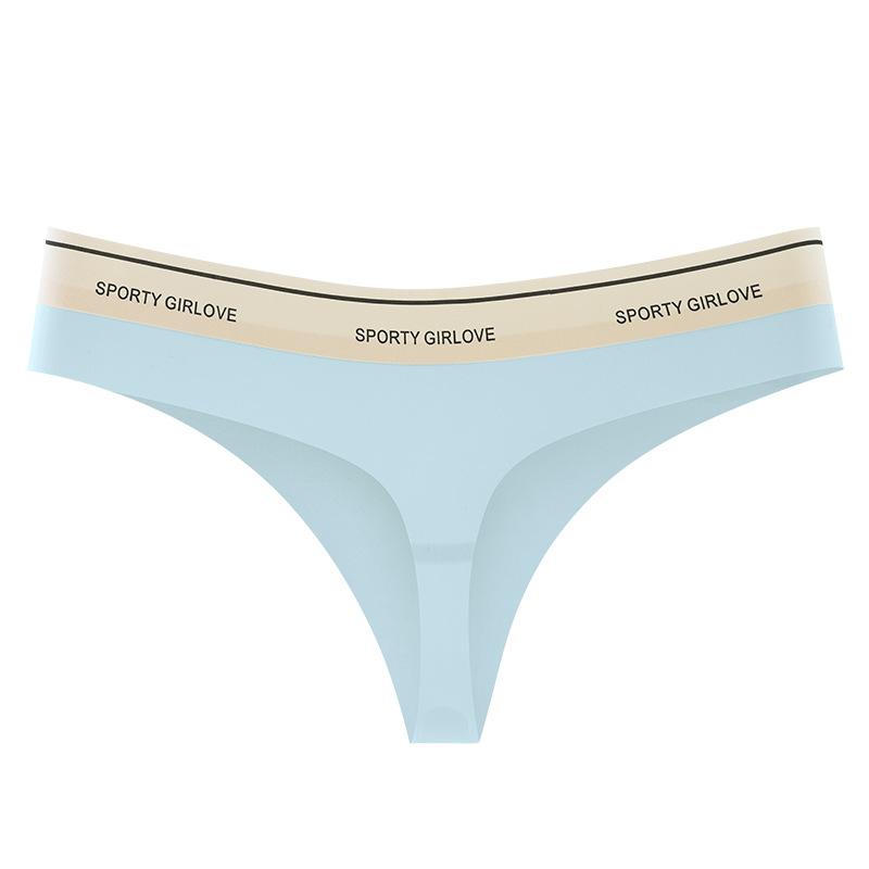 

Модные хлопковые трусики с заниженной талией и буквенным принтом, женские бесшовные стринги из ледяного шелка XL светло-зеленый