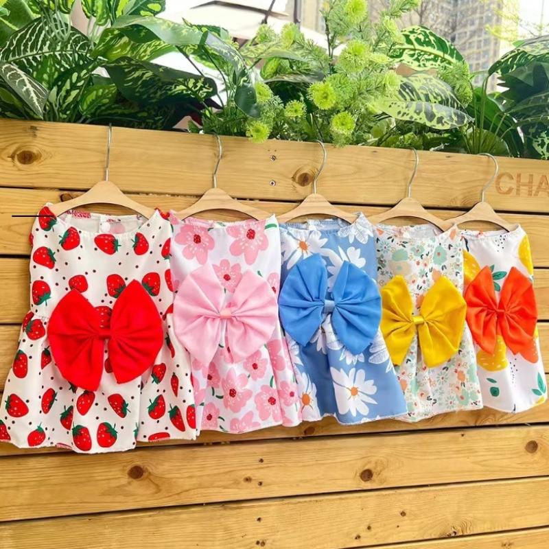Cat Costume Floral Printed Cat Dog Dress Cute Puppy Princess Skirt Butterfly Skirt Bowknot Pet Skirt Poodle
