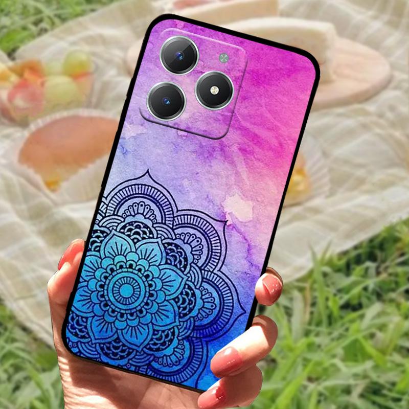 For Realme C61 4G Case Fashion Cartoon Black Silicone Soft TPU Back Cover For Oppo Realme C63 Protective Fundas Coque Cases