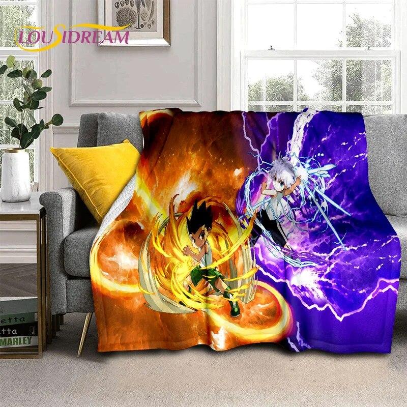 Cartoon HD HxH Anime Hunter×Hunter Blanket,Soft Throw Blanket for Home Bedroom Bed Sofa Picnic Travel Office Cover Blanket Kids
