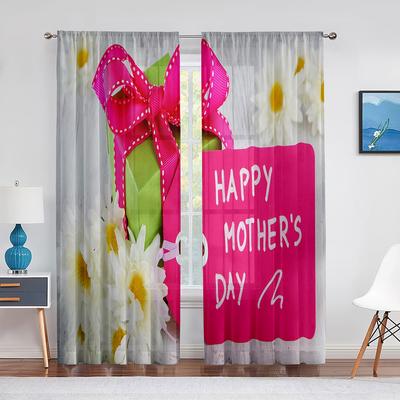 Confezione Regalo Buona Festa della Mamma Tende Floreali in Tulle per Soggiorno Camera da Letto Cucina Chiffon Decorazione Casa Tenda Voile Traslucida