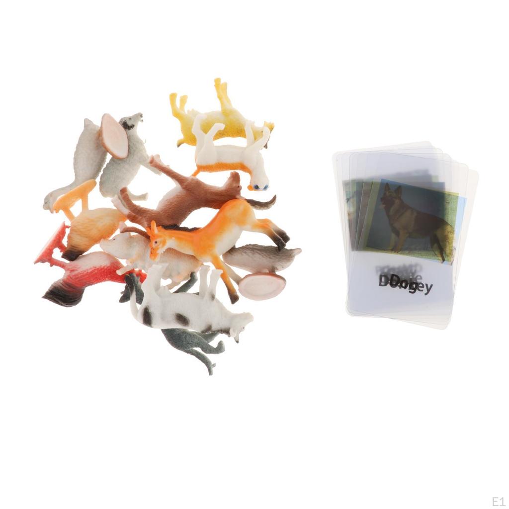 Matching Game Cards and Animal Figurines Toy for Toddlers Preschool Life Material