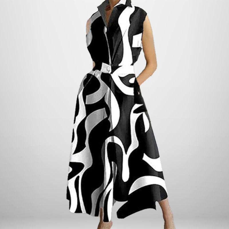 Plus Size Commuter Fashion POLO Neck Lining Long Short Sleeve Loose Pendulum Dress