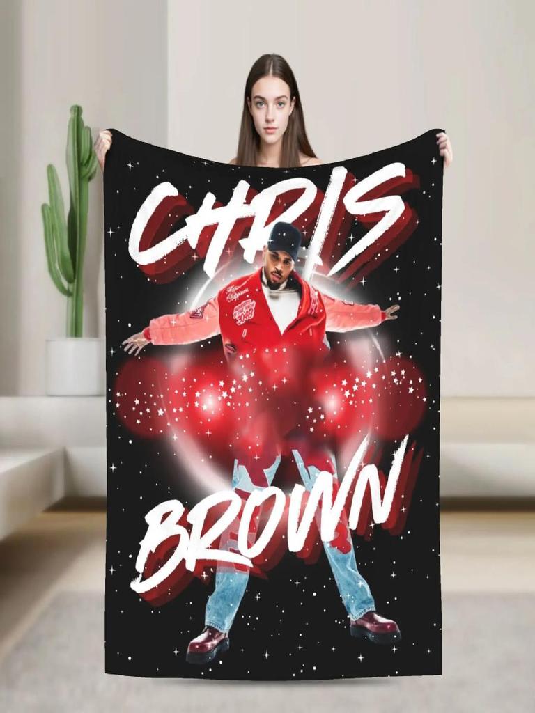 Chris Brown Varm Mjuk Filt för Barn Plyschpläd Flanell Soffa Säng Soffaöverdrag Roligt Sängöverkast
