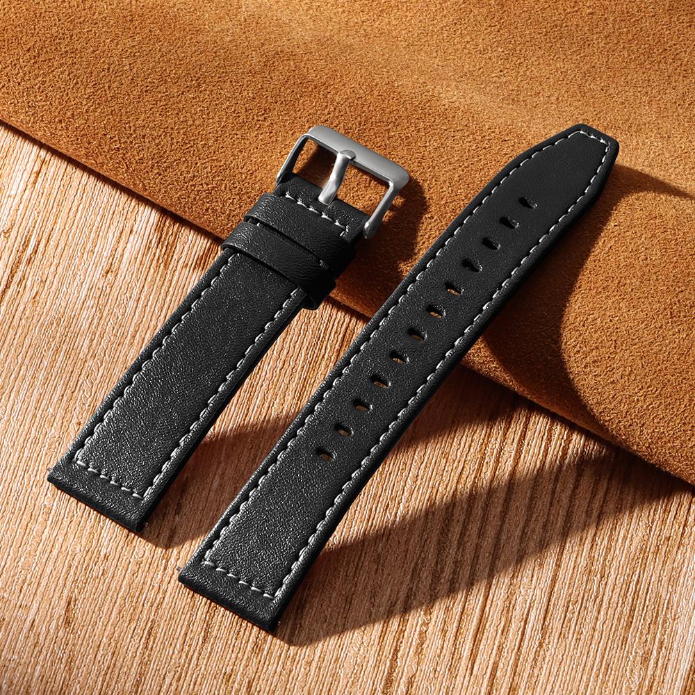 22mm 20mm Leather Strap for Samsung Galaxy Watch 6 5 4 40mm 44mm Gear Band Vintage Bracelet for Xiaomi Redmi Watch 3 Active/Lite