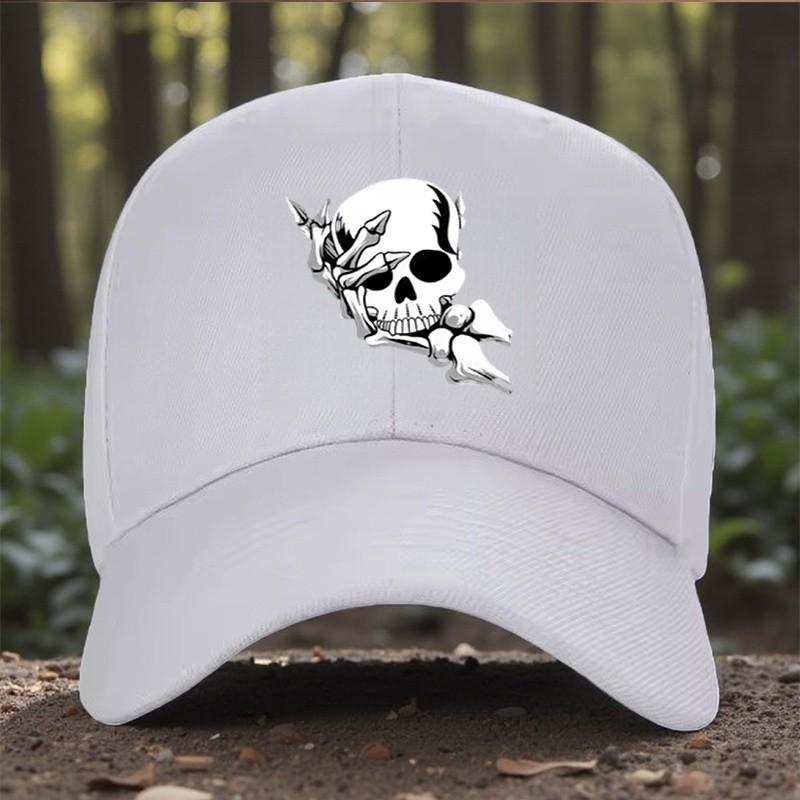 Skull Bones Graphic Baseball Cap Adjustable Polyester Casual Sun Hat for Unisex Women