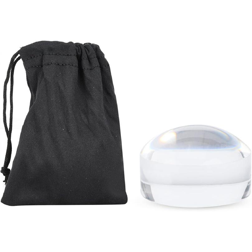 Magnifier Dome Reading Magnifier Glass Lens 8X, Paperweight Portable Crystal Dome Magnifier Reading Loup with Carry Pocket, Solid Acrylic Reading Aid