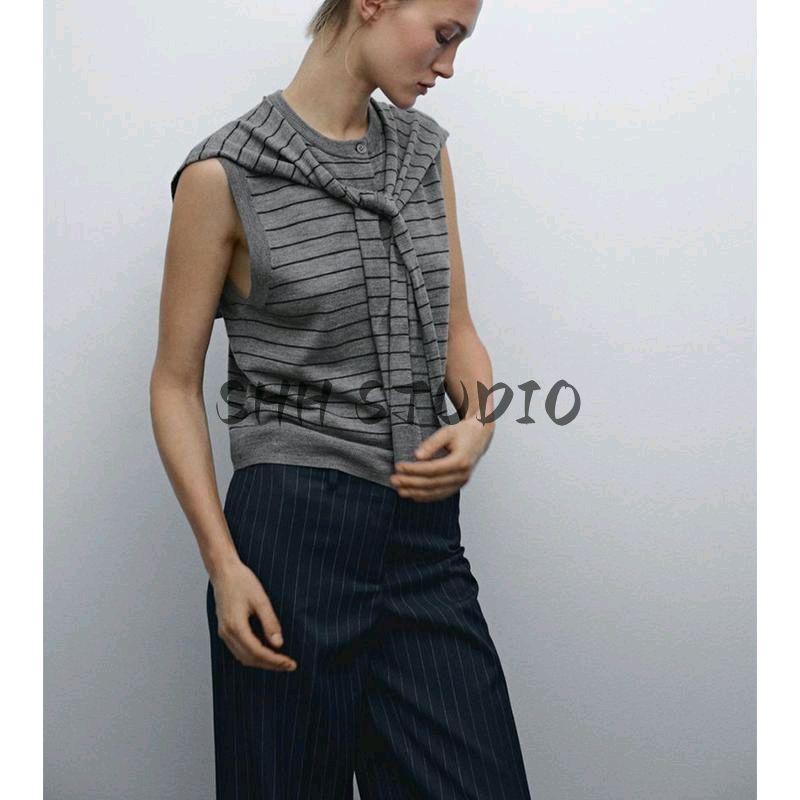 Women's Spring Clothing Gao Zhi Sentong Diligent Wool Blend Knitwear Shawl Collar Sleeveless Vest 5755673