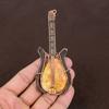 Natural Yellow Mookaite Handmade Copper Wire Wrap Guitar Pendant 4.53" k8V43