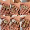 Baroque Imitation Pearl Set Gemstone Ring, Design Liquid Lava Flower Opening Ring
