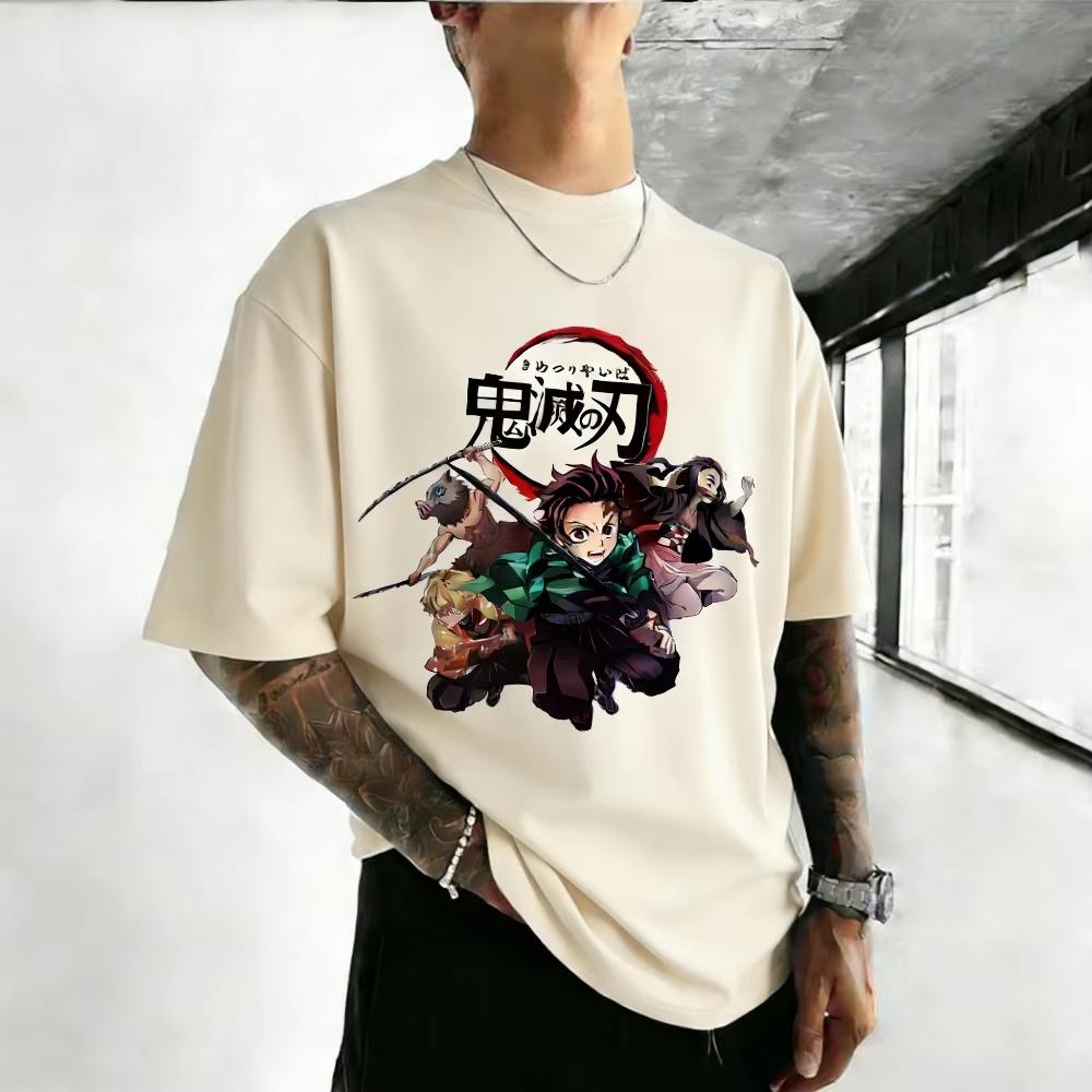 Unisex Pure Cotton Tshirt from Demon Slayer  Summer 2026 Harajuku Style Anime Print  Large Size Shortsleeved Top