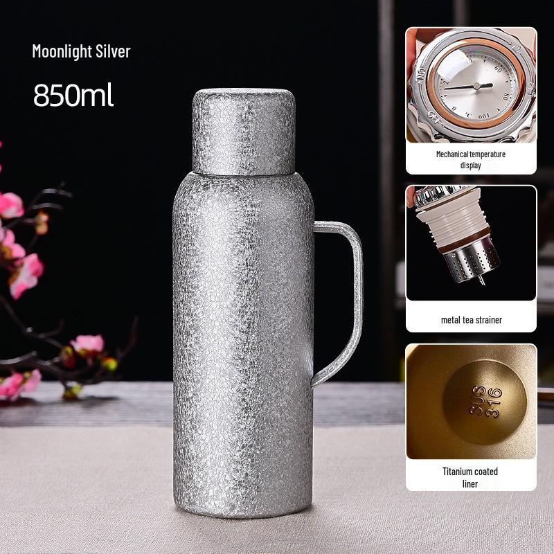 High-Capacity Titanium-Plated Insulated Water Bottle - Leak-Proof, Portable, Double-Layer for Home & Outdoor Use 850ml