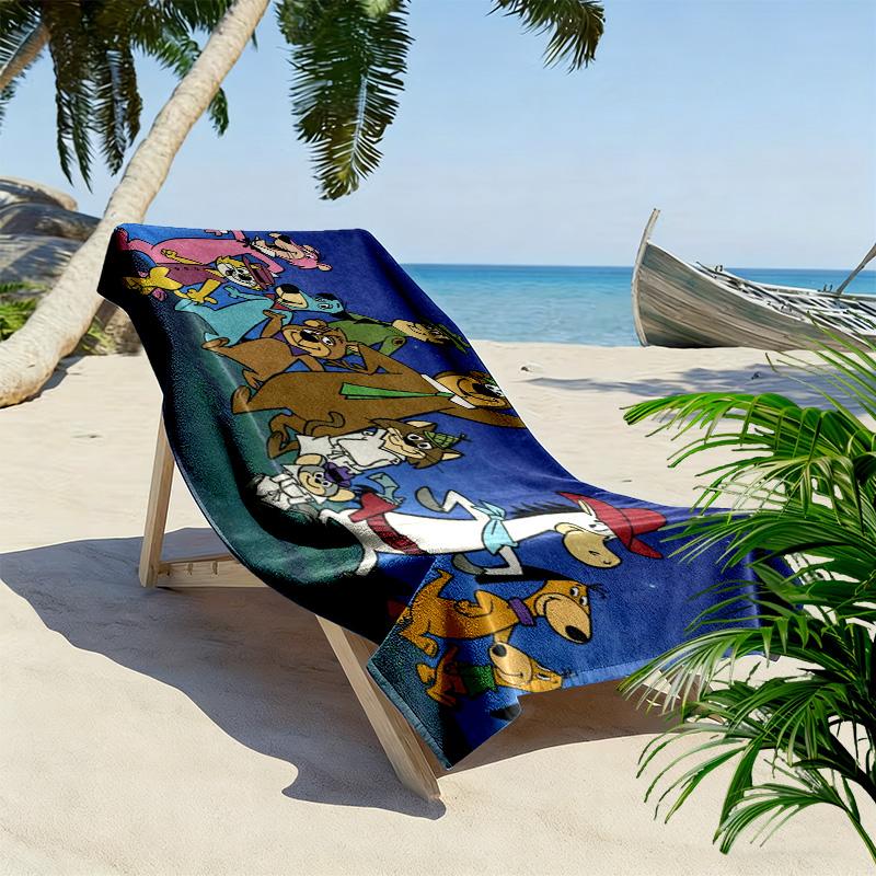 Playful Cartoon Group Shot 2D Flat Print Beach Towel, Large Soft Quick Dry Towel for Beach Camping SwimmingZSTJ0915249