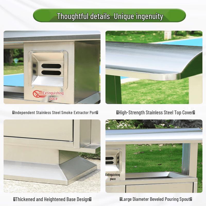Outdoor Stainless Steel Recycling Bin with Wood Trim
