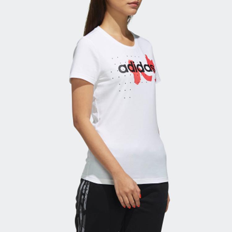 Adidas Neo Sport Round Neck Straight T-Shirt Women Tops White EA0328
