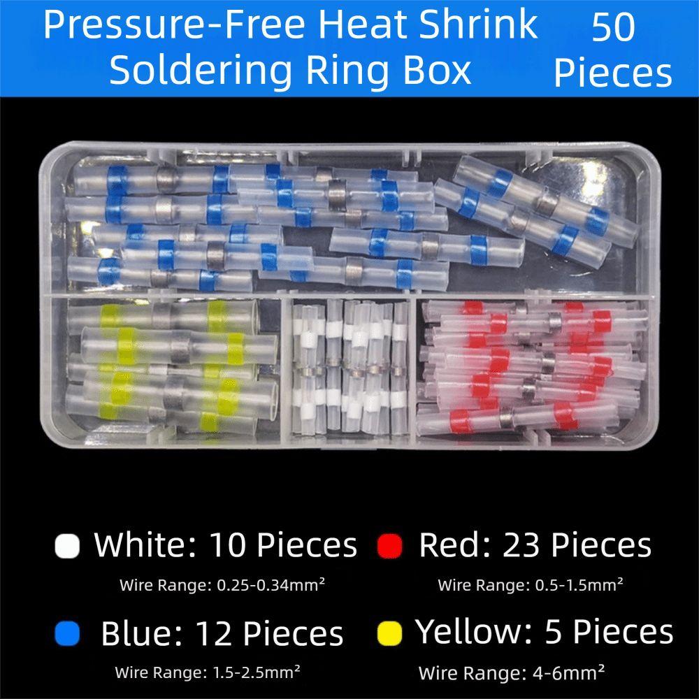 50/100Pcs Waterproof Heat Shrink Solder Sleeves Insulated Thermal Insulation Heat Shrink Tubing with Box Thickening Solder Ring