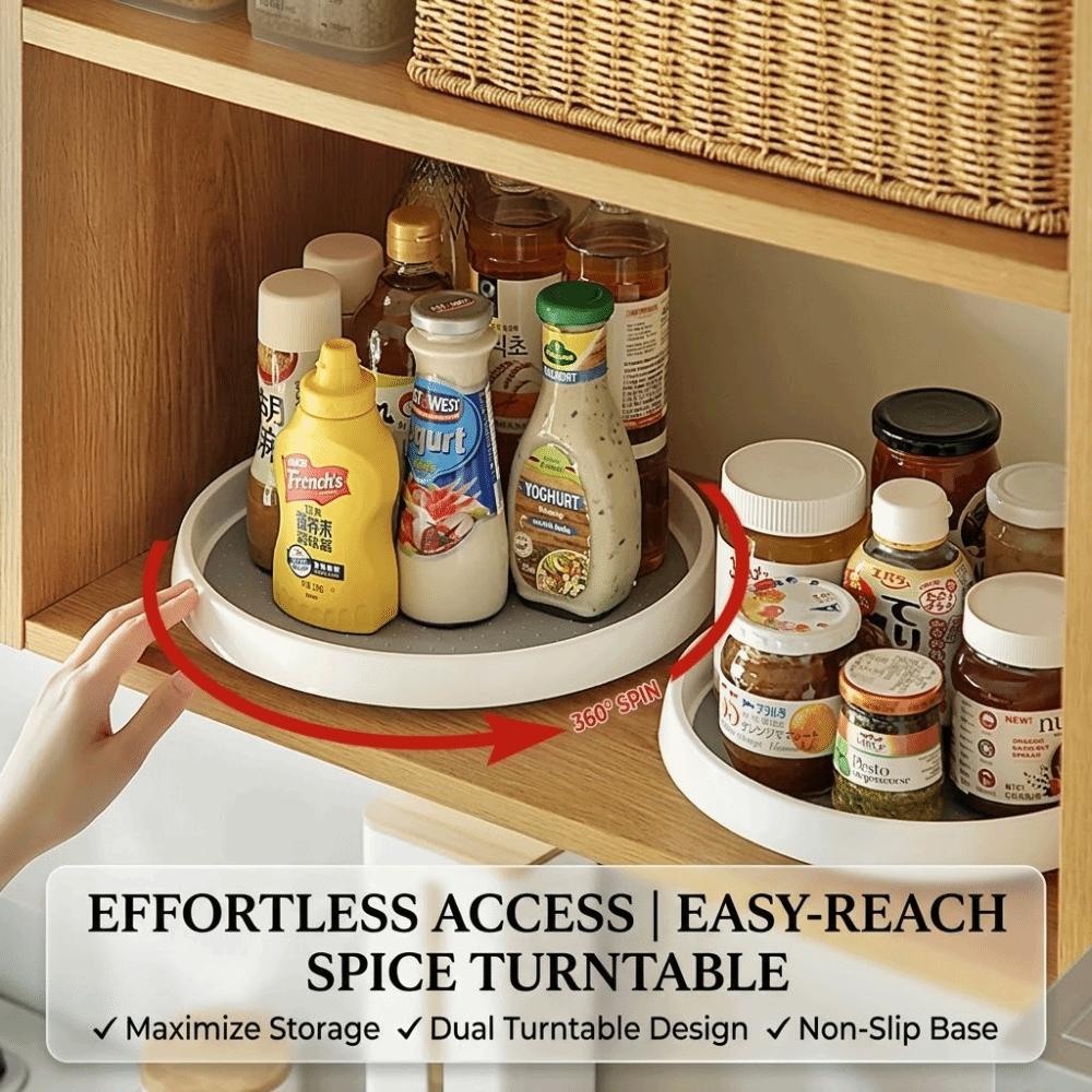 360 Rotating Seasoning Storage Rack Non Slip Spice Rack Multifunctional 360 Rotating Tray Office