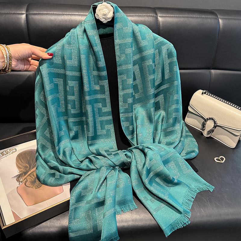 2025 New Design Brand Spring Women Scarf Fashion Geometry Print Hijabs Scarves For Ladies Shawls And Wraps Pashmina Stoles