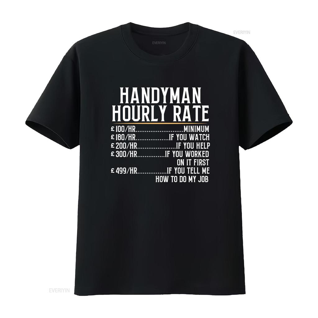 Handyman Hourly Rate Builder Electrician Plumber Gas Carpenter Plasterer T Shirt vintage Washed Top For Everyday Wear Casual
