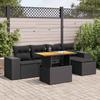Vidaxl 6-Cz. Set di Mobili da Giardino con Cuscini, Polyrattan Nero