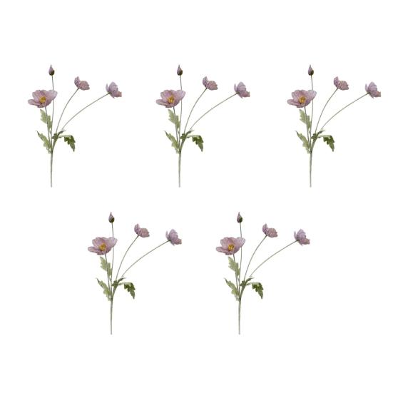 

5 Pcs Artificial Flowers 4 Stems Faux Silk Flower Bouquet with 3 Bloosms And 1 Bud for Wedding Home Party Table Centerpiece Floral Arrangement D