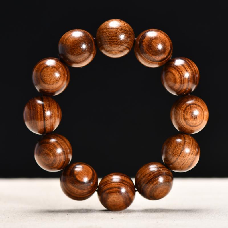 Natural Huanghuali Wood Beaded Bracelet 1Pcs Black Smooth Polished Handcrafted for Daily Wear Birthday Gift for Friends Family