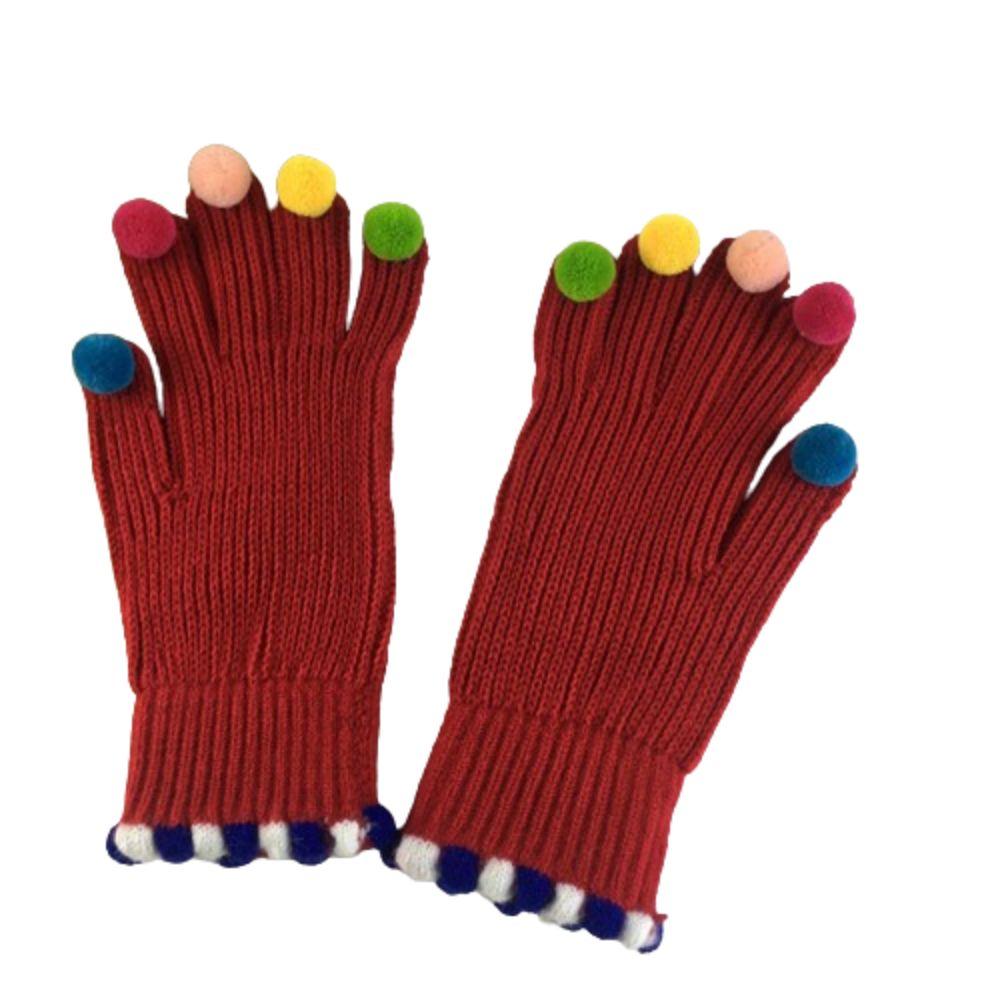 Knitting Gloves Korean Style Cycling Driving Gloves Full Finger Mittens  Winter красный