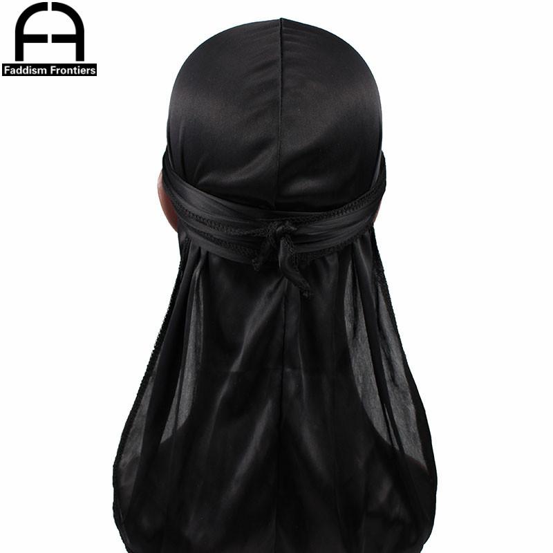 Unisex Women Men Silk Durag Turban Hat Wigs Biker Headwear Headband Hair Accessories Long Tail Straps Bandanas Silky Durags