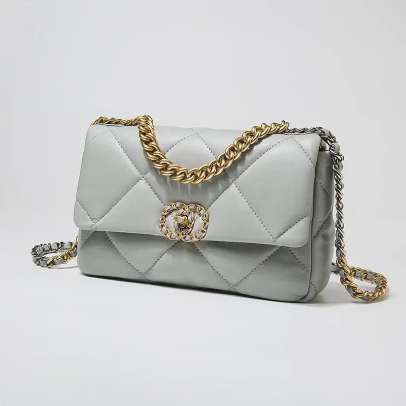 2025 Sheepskin Diamond Chain Square Bag: Stylish Women's Leather Shoulder and Messenger Bag