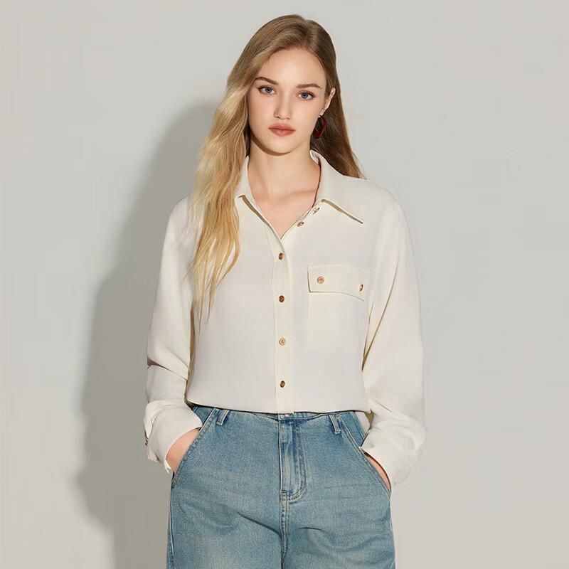 Women s Draped Lapel Long Sleeve Commuter Shirt XL