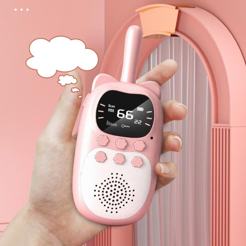 USB Rechargeable Walkie Talkie for Kids Outdoor Adventure Electronic Walkie Talkie Toy Cartoon Walkie Talkie for Camping